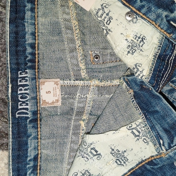 Decree Mini Skirt Pre owned Size 5 Medium Denim Blue Jean Hipster 70s Skirts - Picture 6 of 11